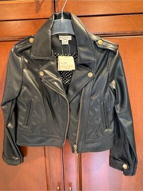 Girls Leather Jacket - Size 7 or 8 Medium - Eliane et Lena, Paris *READ